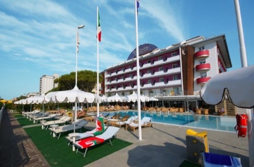 Pool side at Hotel Cesare Augustus in Lido di Jesolo, Italy. Travel with World Lifetime Journeys