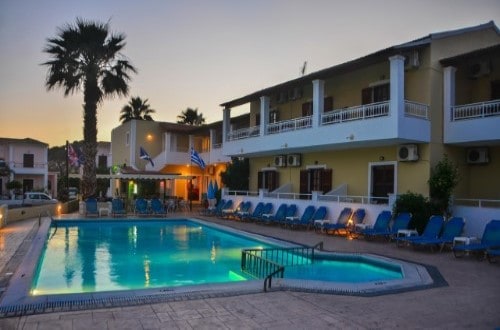 Pool side at Maria Club Hotel in Corfu, Greece. Travel with World Lifetime Journeys