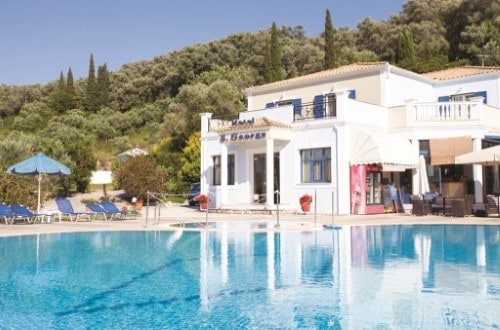 Pool side at San George Apartments in Corfu, Greece, Travel with World Lifetime Journeys