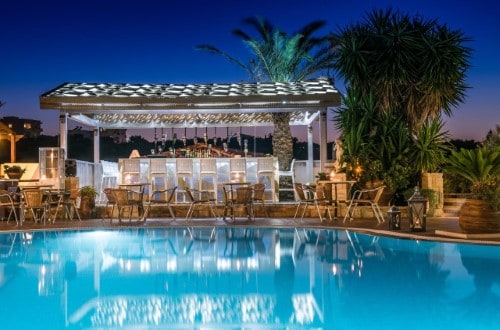 Pool side bar at Diamond Village in Crete, Greece. Travel with World Lifetime Journeys