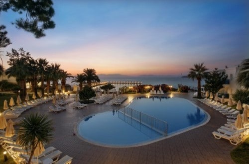 Pool view at Le Bleu Hotel in Kusadasi, Turkey. Travel with World Lifetime Journeys