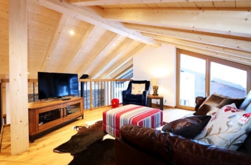 Pyrite livingroom at Allalin Apartments in Saas Fee, Switzerland. Travel with World Lifetime Journeys