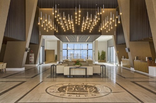 Reception area at Grand Luxor Hotel in Benidorm, Spain. Travel with World Lifetime Journeys