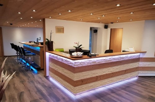 Reception area at Hotel Europa in Saas Fee, Switzerland. Travel with World Lifetime Journeys