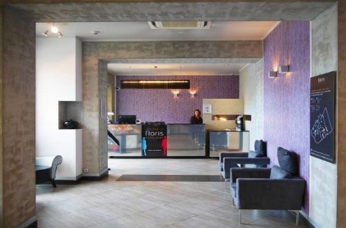 Reception area at Hotel Floris Ustel in Brussels, Belgium. Travel with World Lifetime Journeys