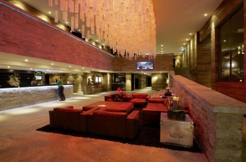 Reception area at Hotel Grischa in Davos, Switzerland. Travel with World Lifetime Journeys