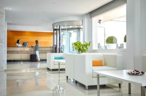 Reception area at Hotel Las Arenas in Benalmadena, Malaga. Travel with World Lifetime Journeys