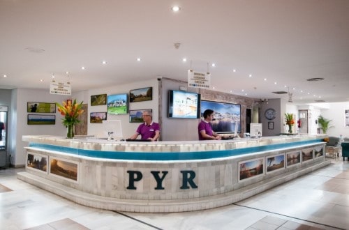 Reception area at Hotel PYR Marbella in Spain. Travel with World Lifetime Journeys