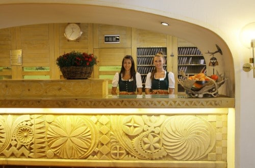 Reception area at Hotel Steffani in St. Moritz, Switzerland. Travel with World Lifetime Journeys