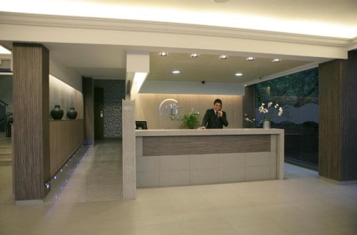 Reception area at Hotel Tossa Beach Center in Tossa de Mar, Spain. Travel with World Lifetime Journeys