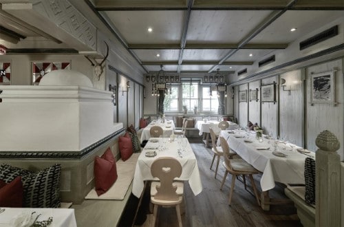 Restaurant area at Hotel Schwarzer Adler in Kitzbühel, Austria. Travel with World Lifetime Journeys