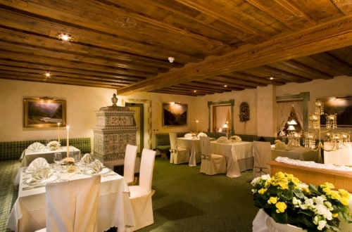 Restaurant at Hotel Sassongher in Corvara, Italy. Travel with World Lifetime Journeys