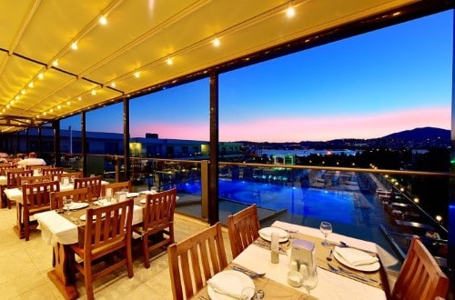 Restaurant at Jasmin Beach Hotel in Bodrum, Turkey. Travel with World Lifetime Journeys