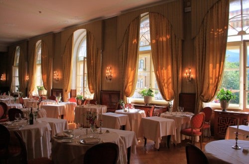 Restaurant at Miramonti Majestic Grand Hotel in Cortina D’Ampezzo, Italy. Travel with World Lifetime Journeys