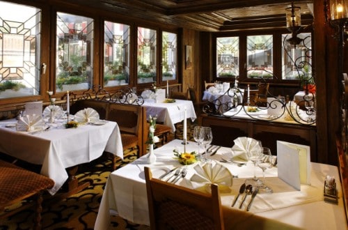 Restaurant at Saaserhof Hotel in Saas Fee, Switzerland. Travel with World Lifetime Journeys