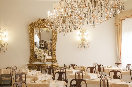 Restaurant at The Palace Hotel in Viareggio, Italy. Travel with World Lifetime Journeys