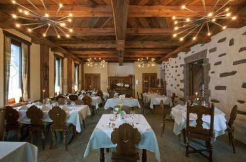 Restaurant view at Hotel Allalin in Saas Fee, Switzerland. Travel with World Lifetime Journeys