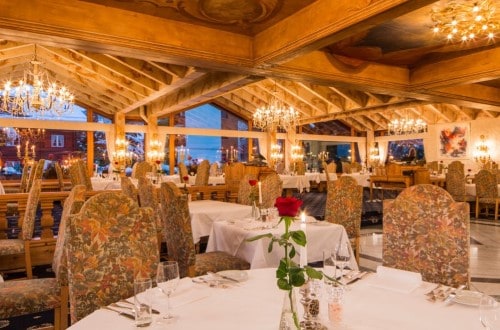 Restaurant view at Hotel Ferienart Resort & Spa in Saas Fee, Switzerland. Travel with World Lifetime Journeys