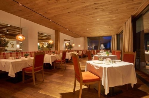 Restaurant view at Sporthotel Panorama in Corvara, Italy. Travel with World Lifetime Journeys