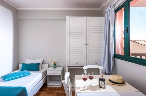 Single room at Diamond Village in Crete, Greece. Travel with World Lifetime Journeys