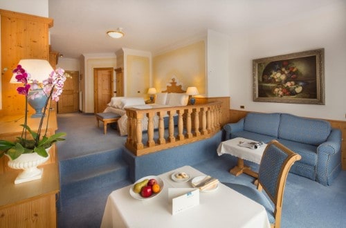 Suite at Hotel Sassongher in Corvara, Italy. Travel with World Lifetime Journeys