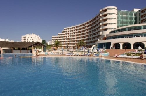 Swimming pool at Paraiso de Albufeira Aparthotel on Algarve coast, Portugal. Travel with World Lifetime Journeys