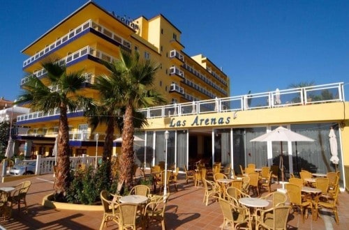 Outside terrace at Hotel Las Arenas in Benalmadena, Malaga. Travel with World Lifetime Journeys