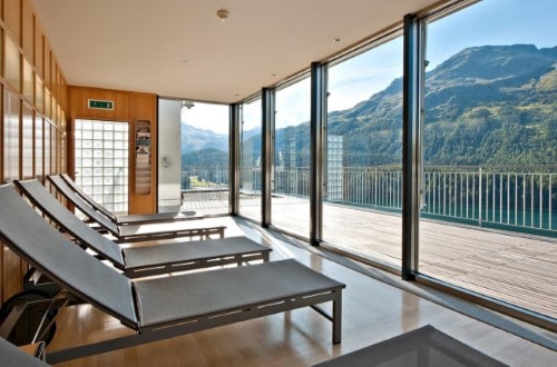 Wellness centre views at Hotel Schweizerhof in St. Moritz, Switzerland. Travel with World Lifetime Journeys