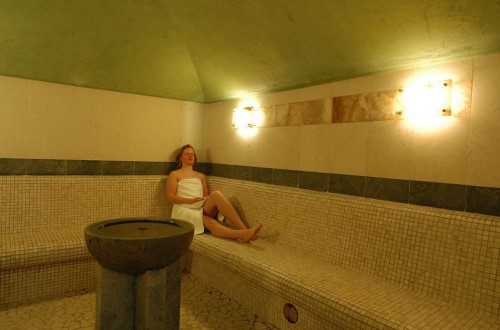 Wet sauna at Sporthotel Panorama in Corvara, Italy. Travel with World Lifetime Journeys