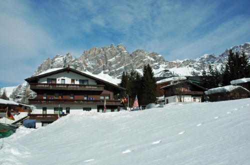 Winter view at Sport Hotel Barisetti in Cortina D’Ampezzo, Italy. Travel with World Lifetime Journeys