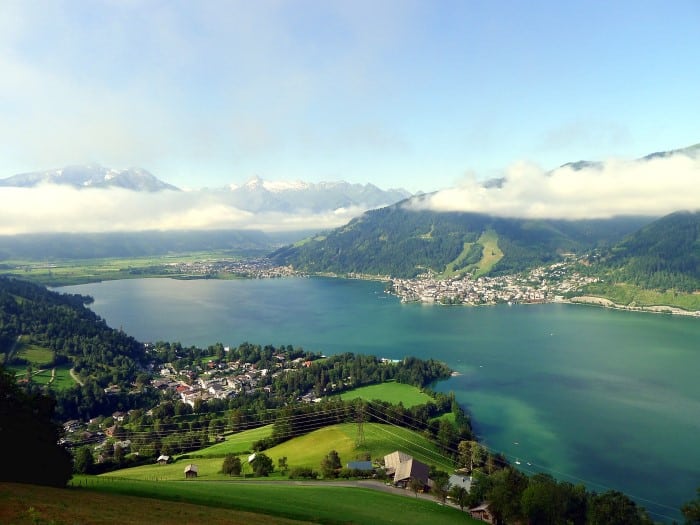 Zell am See with the lake and ski area, Austria. Travel with World Lifetime Journeys