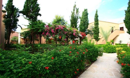 Beautiful garden at Akteon Holiday Village in Paphos, Cyprus. Travel with World Lifetime Journeys