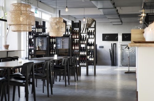 Bar area at CPH Studio Hotel in Copenhagen, Denmark. Travel with World Lifetime Journeys