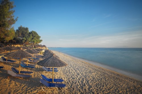 Beach front at Portes Beach Hotel in Halkidiki, Greece. Travel with World Lifetime Journeys