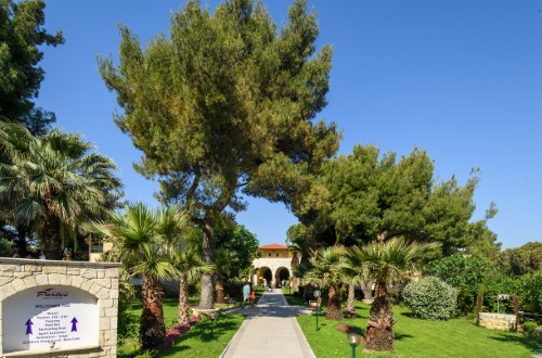 Beautiful garden at Portes Beach Hotel in Halkidiki, Greece. Travel with World Lifetime Journeys