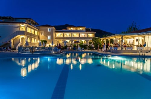 Beautiful pool side panorama at Klelia Beach Hotel in Zakynthos, Greece. Travel with World Lifetime Journeys