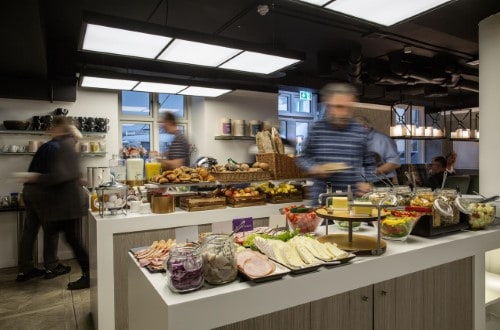 Buffet breakfast at Absalon Hotel in Copenhagen, Denmark. Travel with World Lifetime Journeys