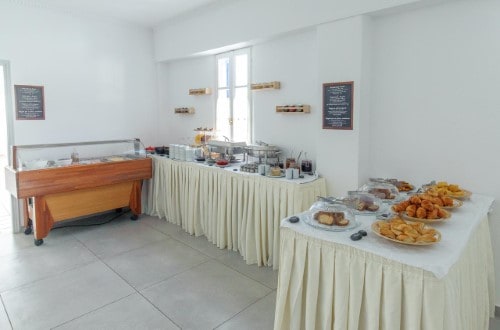 Buffet restaurant at Hotel Rivari in Santorini, Greece. Travel with World Lifetime Journeys