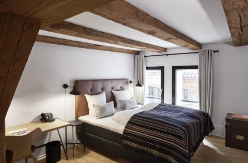 Double room at 71 Nyhavn Hotel in Copenhagen, Denmark. Travel with World Lifetime Journeys