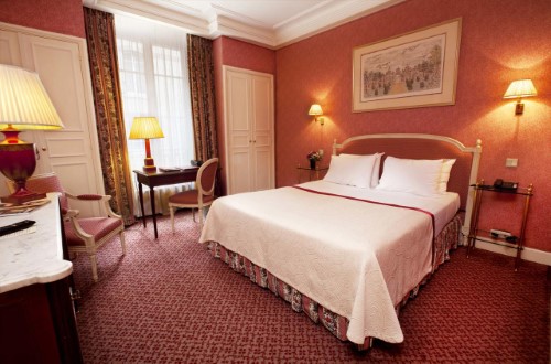 Double room at Victoria Palace Hotel in Paris, France. Travel with World Lifetime Journeys