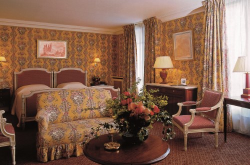 Double room at Victoria Palace Hotel in Paris, France. Travel with World Lifetime Journeys