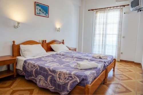 Double room at Alexandra Hotel in Santorini, Greece. Travel with World Lifetime Journeys