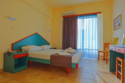 Double room at Filoxenia Apartments in Rhodes, Greece. Travel with World Lifetime Journeys