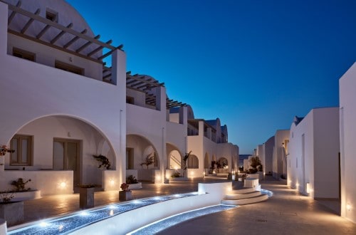 Grounds at Costa Grand Resort & Spa in Santorini, Greece. Travel with World Lifetime Journeys