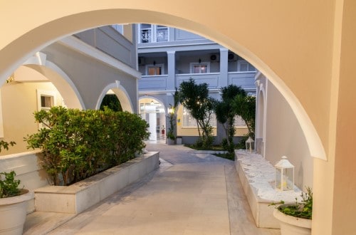 Hotel entrance at Klelia Beach Hotel in Zakynthos, Greece. Travel with World Lifetime Journeys