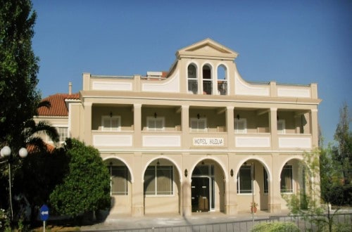 Hotel entrance at Klelia Beach Hotel in Zakynthos, Greece. Travel with World Lifetime Journeys