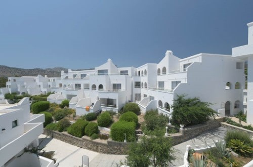 Hotel grounds at Lindos Village Resort in Rhodes, Greece. Travel with World Lifetime Journeys