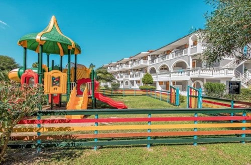 Kids playground at Golden Sun Hotel in Zakynthos, Greece. Travel with World Lifetime Journeys