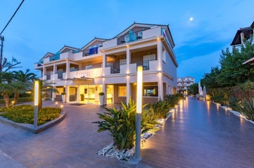 Main entrance at Contesssina Hotel in Zakynthos, Greece. Travel with World Lifetime Journeys