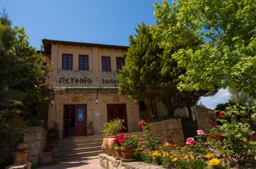 Main entrance at Petrino Suites in Halkidiki, Greece. Travel with World Lifetime Journeys